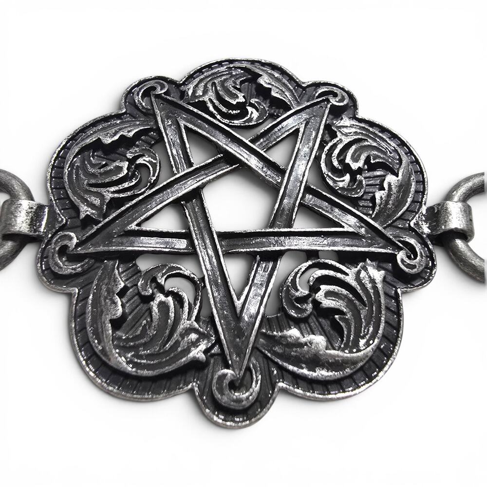 Killstar Mystic Maven Silver Concho Pentagram Chain Belt NWT Goth - Picture 5 of 5
